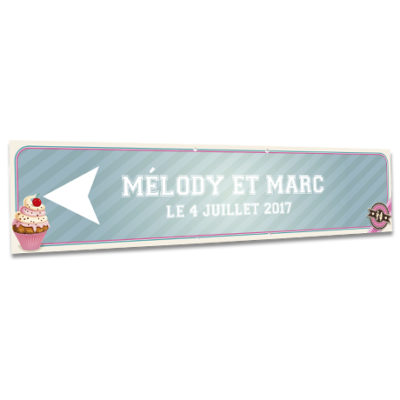 Panneau de signalisation mariage gourmandise sur panneau imprimé