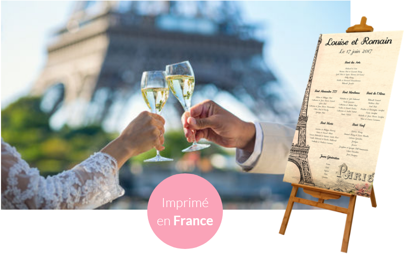 Plan de table mariage sur le thème Paris
