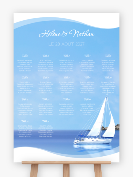 Plan de table mariage - Bateau à voile