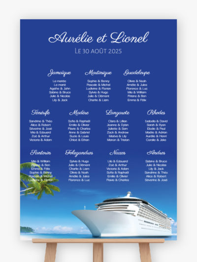 Plan de table mariage - Croisière dans les Caraïbes