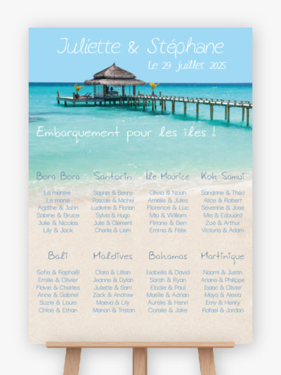 Plan de table mariage - Voyage à Tahiti