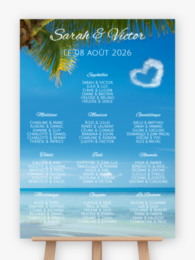 Plan de table mariage - Îles de rêve