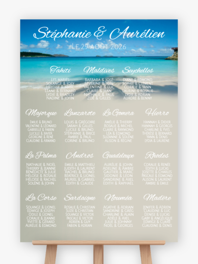 Plan de table mariage - Plage paradisiaque