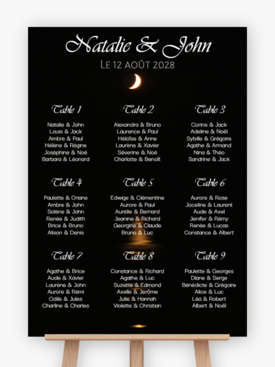 Plan de table mariage - Reflets de lune