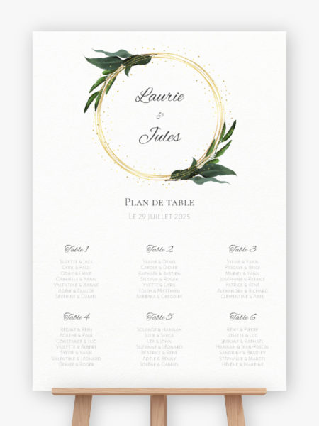 Plan de table mariage - Anneaux de laurier