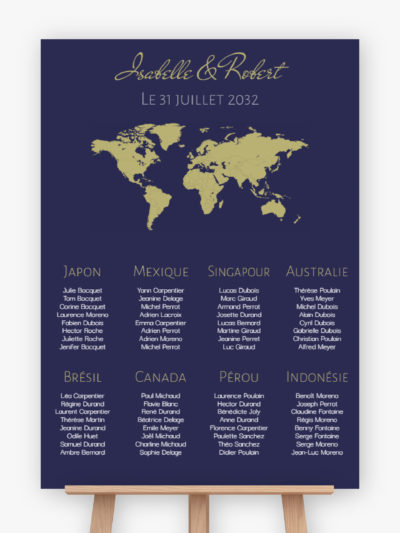 Plan de table mariage - Carte du monde
