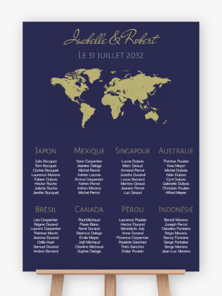 Plan de table mariage - Carte du monde