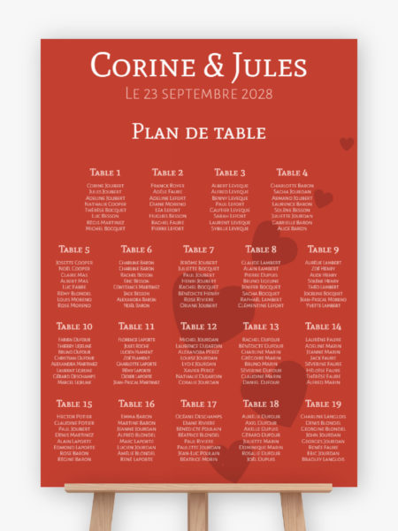 Plan de table mariage - Chemin de coeur