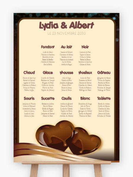 Plan de table mariage - Coeurs de chocolat