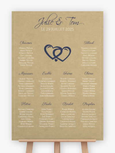 Plan de table mariage - Kraft en coeur