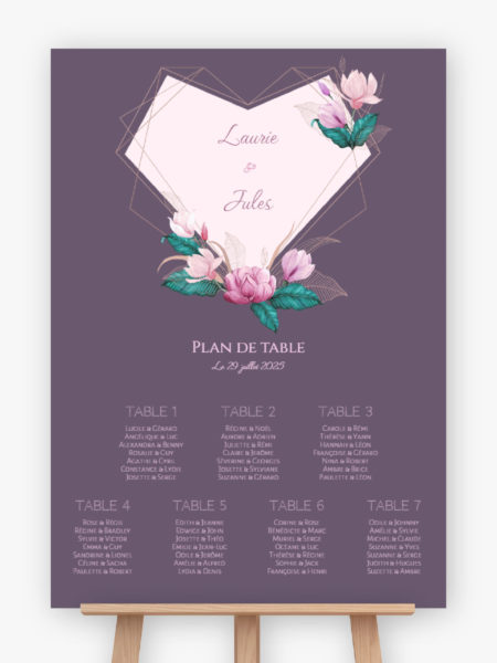 Plan de table mariage - Fleurs de coeur