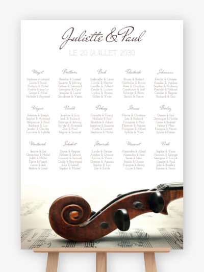 Plan de table mariage - Musique classique avec violon