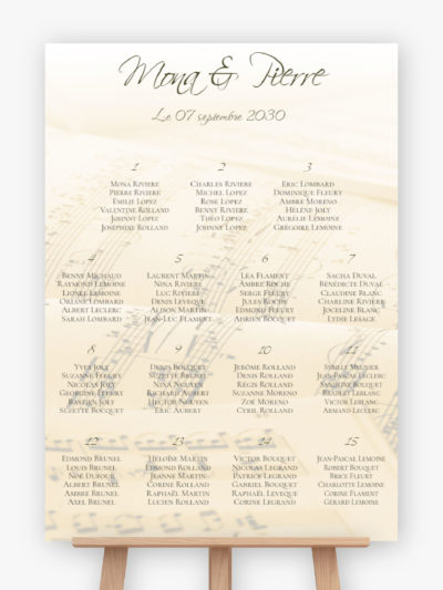 Plan de table mariage - Musique classique et partition
