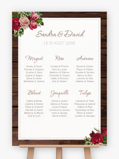 Plan de table mariage - Bois fleuri