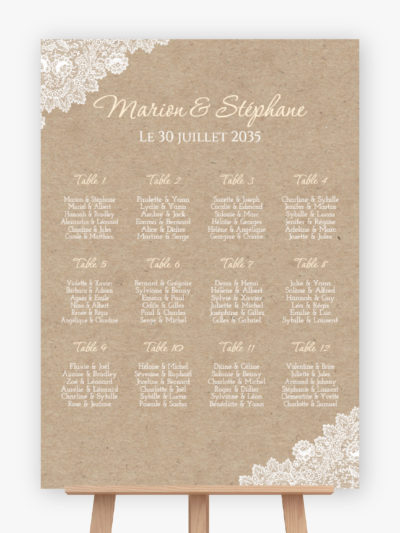 Plan de table mariage - Délicatesse champêtre