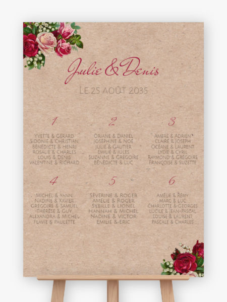 Plan de table mariage - Fleurs & roses